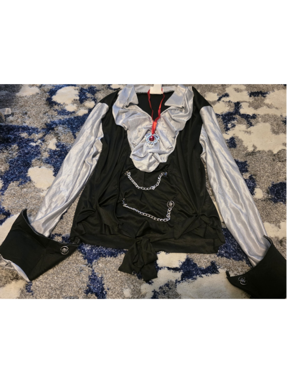 Mens California Costumes Halloween Vampire Shirt Black Silver